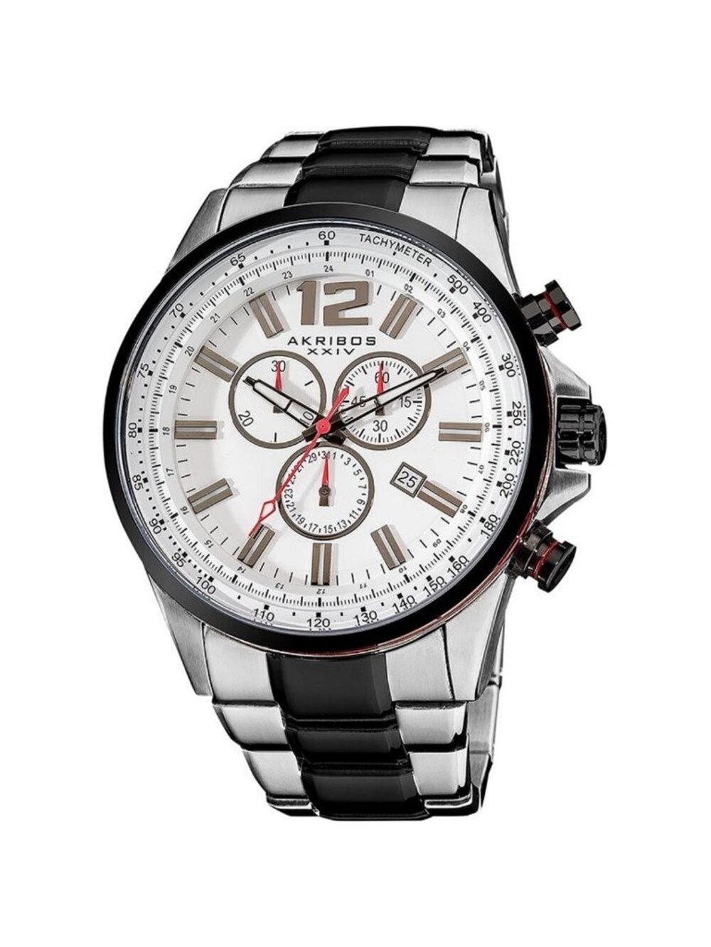 NWT Akribos XXIV White Dial Two-tone Steel Chronograph Men's Watch
